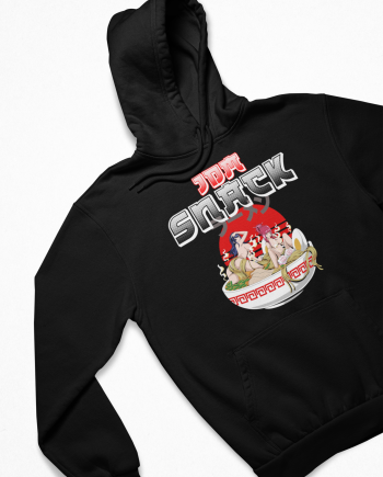 Black hoodie with the Car Couture JDM Snack ramen print