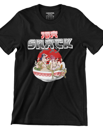 Black T-shirt with the Car Couture JDM Snack ramen print