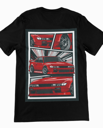 Black T-shirt with the Car Couture PS13 Manga Silvia back print