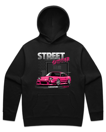 Black hoodie with the Car Couture Street Skidder 180SX print