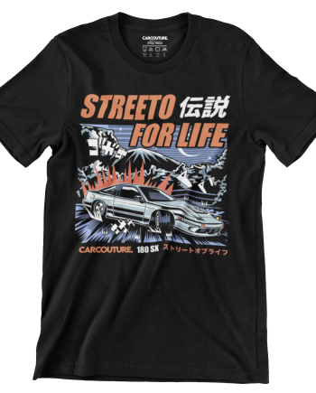 Black T-shirt with the Car Couture Streeto For Life 180SX print